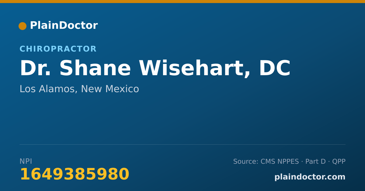 Shareable card for Shane Wisehart, DC - Chiropractor, Los Alamos, NM