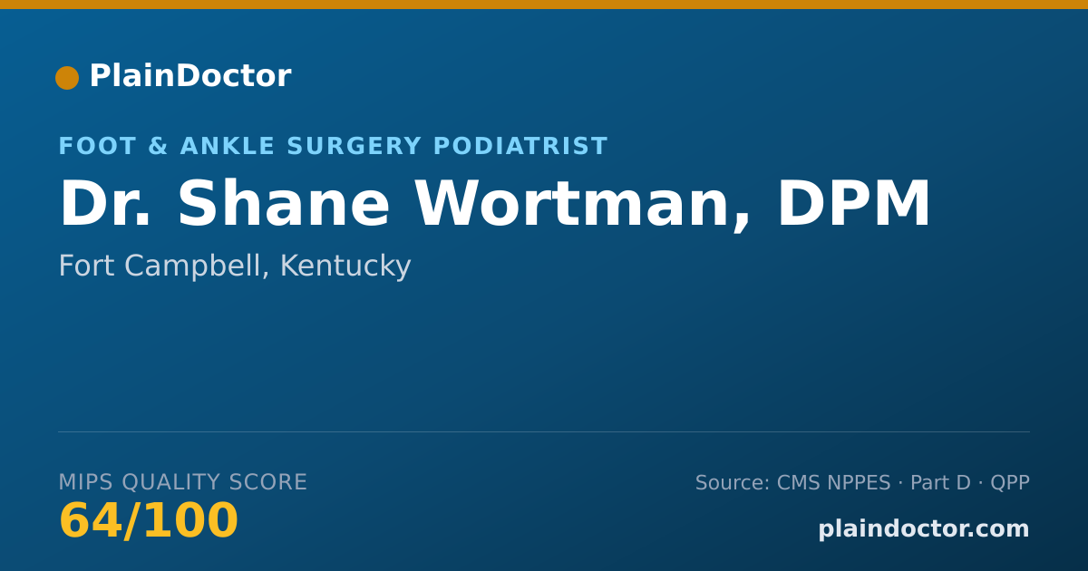 Shareable card for Shane Wortman, DPM - Foot & Ankle Surgery Podiatrist, Fort Campbell, KY
