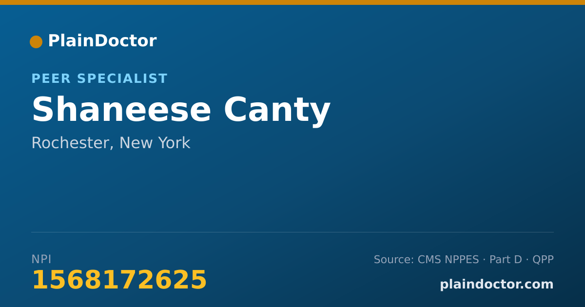 Shareable card for Shaneese Canty - Peer Specialist, Rochester, NY