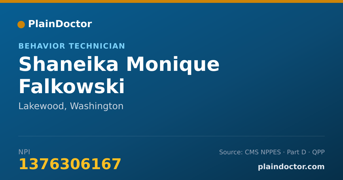 Shareable card for Shaneika Monique Falkowski - Behavior Technician, Lakewood, WA