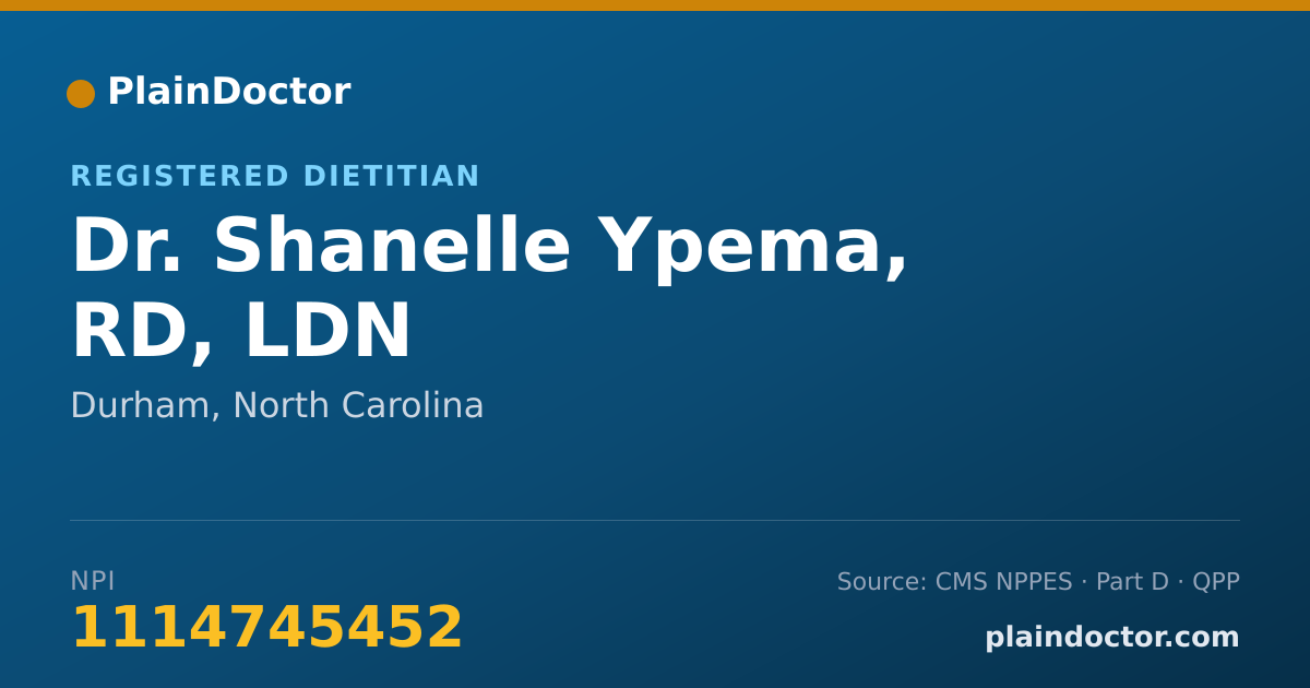 Shareable card for Shanelle Ypema, RD, LDN - Registered Dietitian, Durham, NC