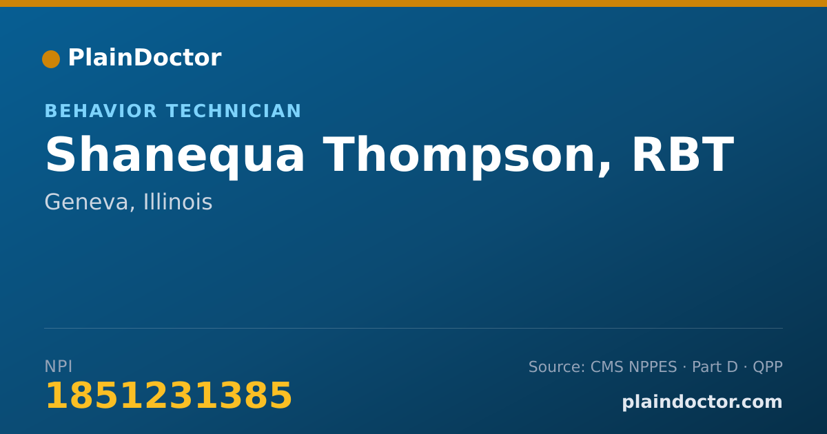 Shareable card for Shanequa Thompson, RBT - Behavior Technician, Geneva, IL