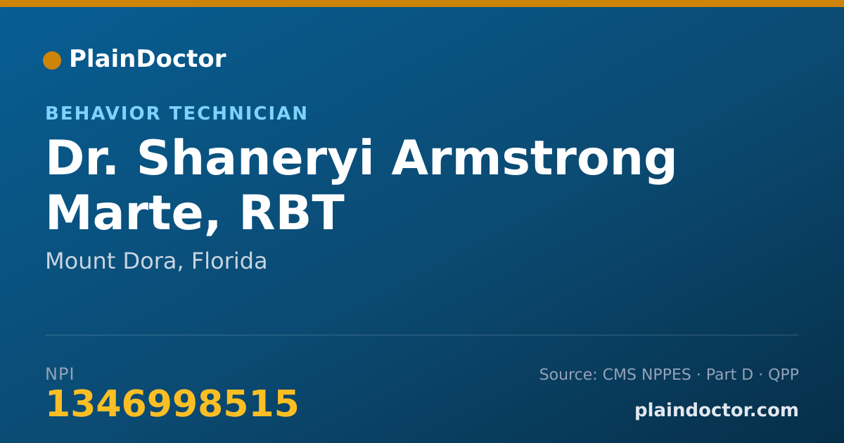Shareable card for Shaneryi Armstrong Marte, RBT - Behavior Technician, Mount Dora, FL