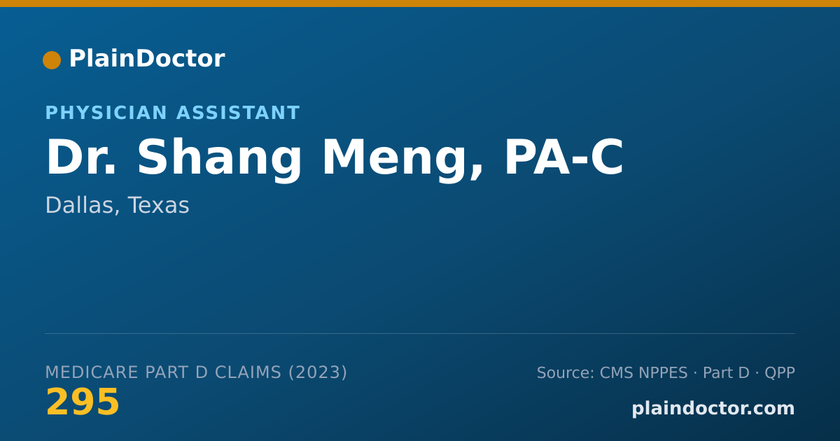 Shareable card for Shang Meng, PA-C - Physician Assistant, Dallas, TX