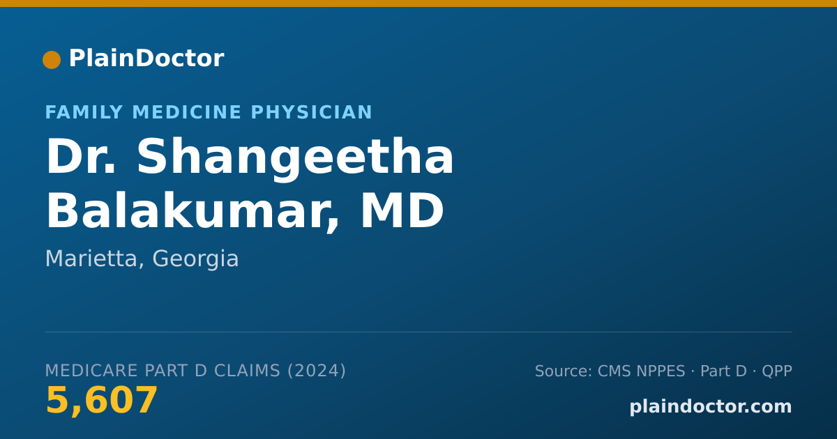Shareable card for Shangeetha Balakumar, MD - Family Medicine Physician, Marietta, GA