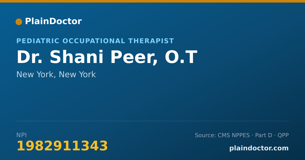 Shareable card for Shani Peer, O.T - Pediatric Occupational Therapist, New York, NY