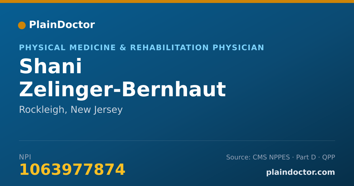 Shareable card for Shani Zelinger-Bernhaut - Physical Medicine & Rehabilitation Physician, Rockleigh, NJ