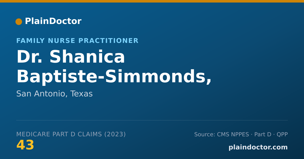 Shareable card for Shanica Baptiste-Simmonds, MSN, APRN, FNP-C - Family Nurse Practitioner, San Antonio, TX