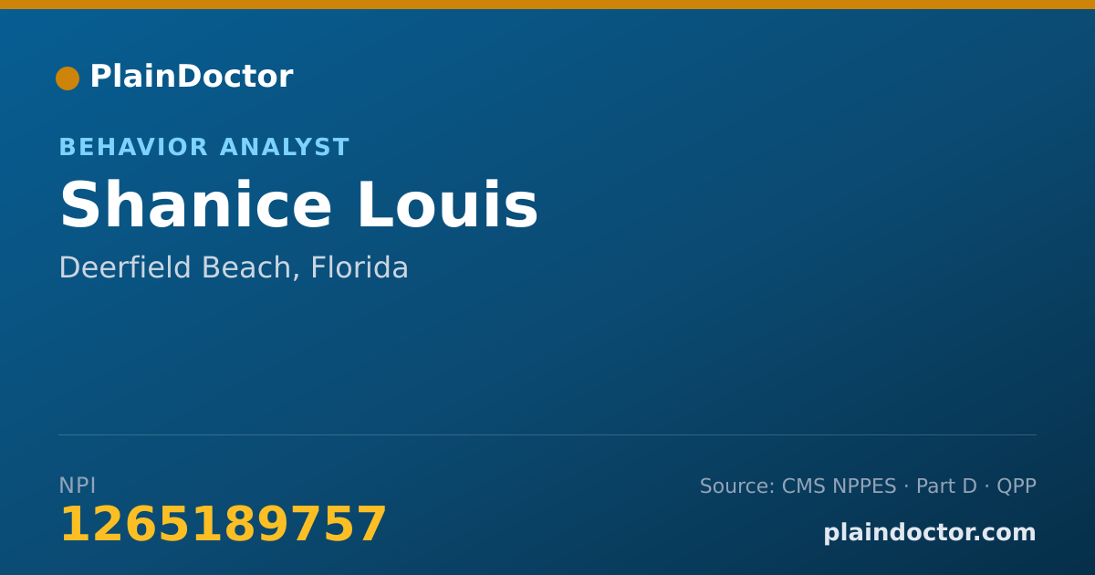 Shareable card for Shanice Louis - Behavior Analyst, Deerfield Beach, FL