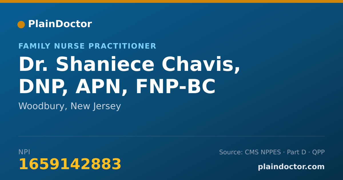 Shareable card for Shaniece Chavis, DNP, APN, FNP-BC - Family Nurse Practitioner, Woodbury, NJ