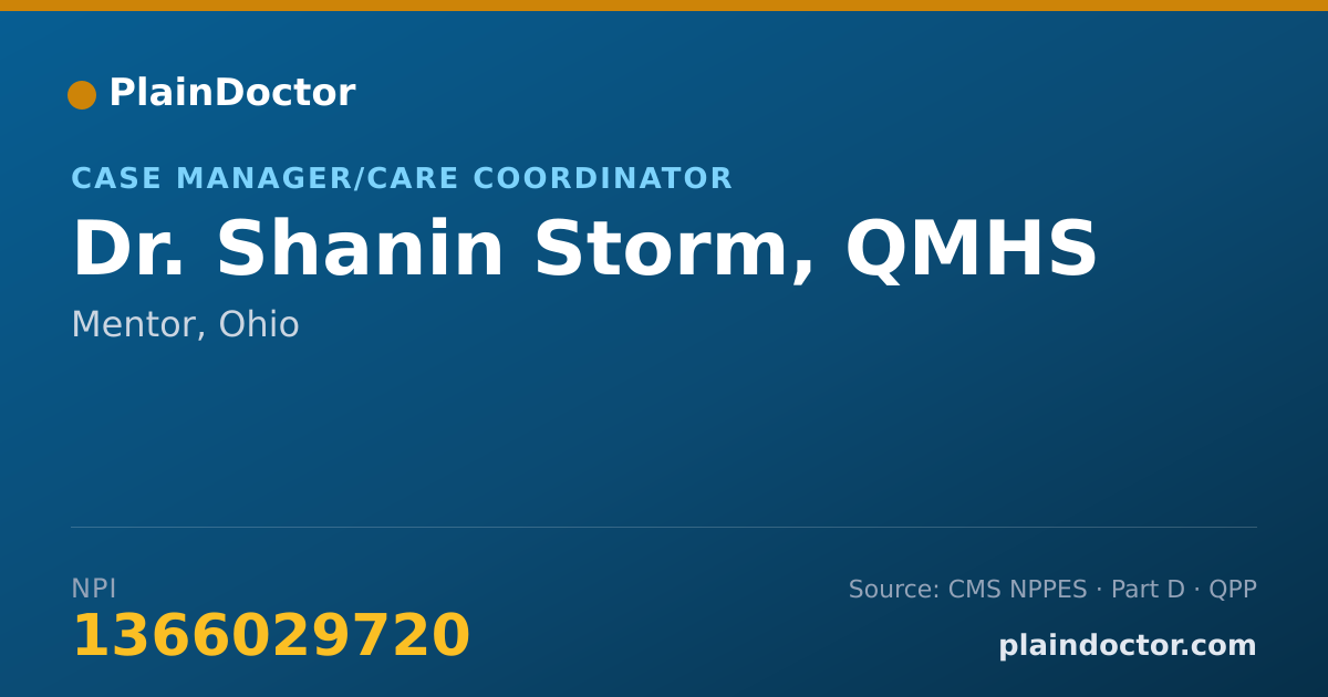 Shareable card for Shanin Storm, QMHS - Case Manager/Care Coordinator, Mentor, OH