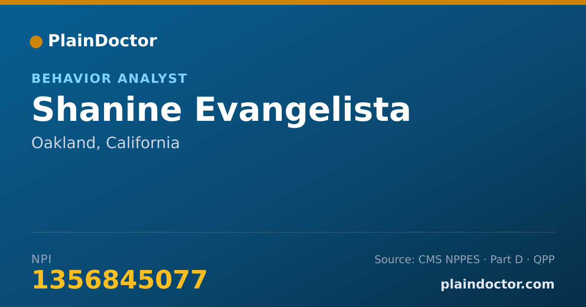 Shareable card for Shanine Evangelista - Behavior Analyst, Oakland, CA