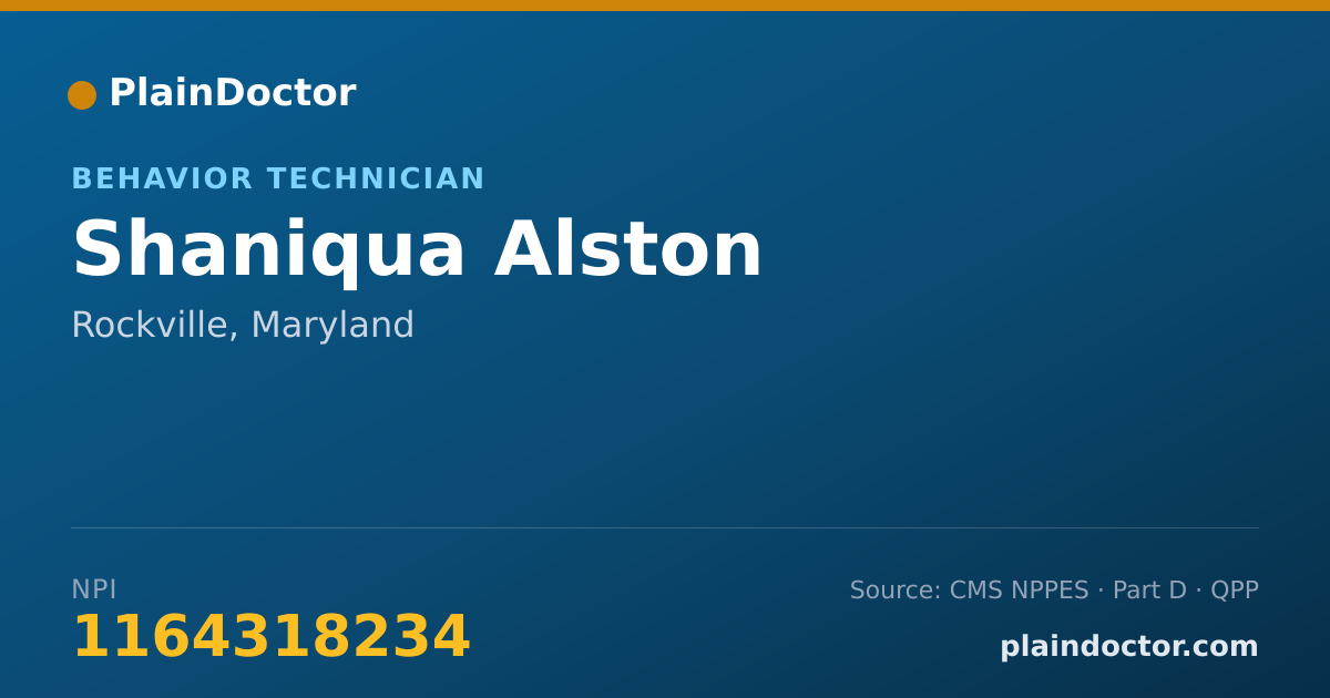 Shareable card for Shaniqua Alston - Behavior Technician, Rockville, MD