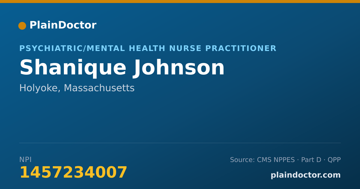 Shareable card for Shanique Johnson - Psychiatric/Mental Health Nurse Practitioner, Holyoke, MA