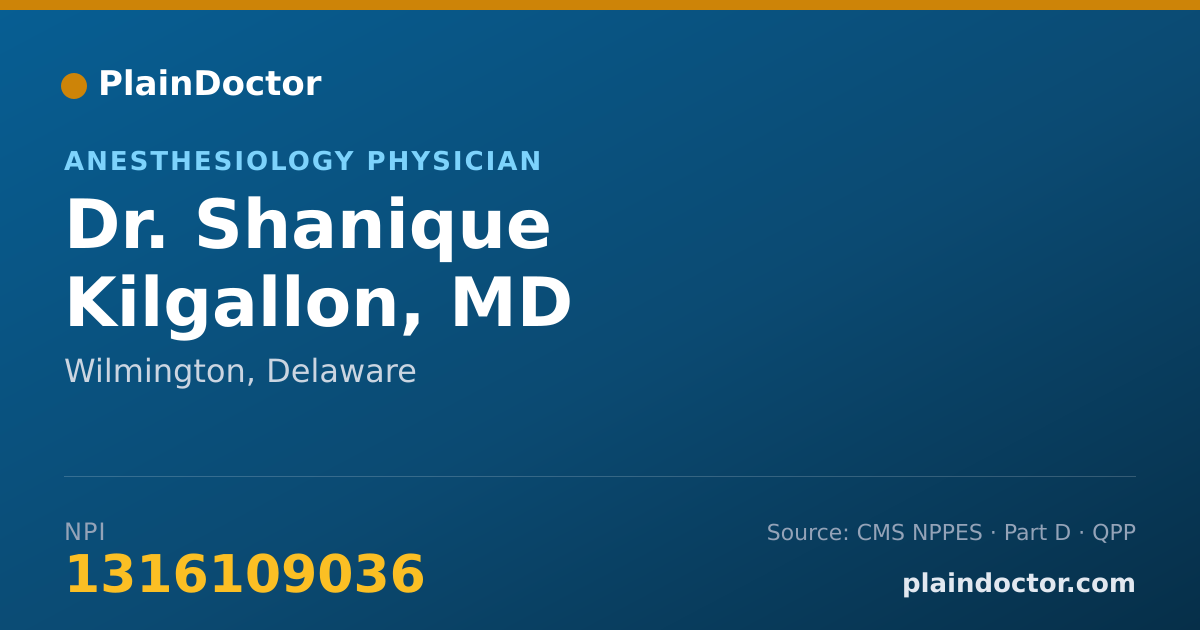 Shareable card for Shanique Kilgallon, MD - Anesthesiology Physician, Wilmington, DE