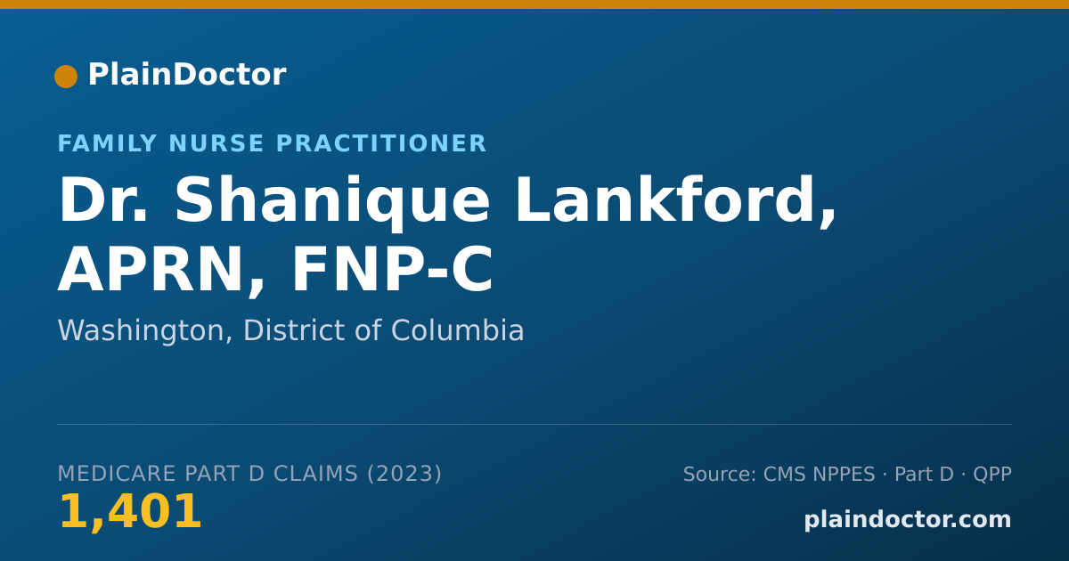 Shareable card for Shanique Lankford, APRN, FNP-C - Family Nurse Practitioner, Washington, DC