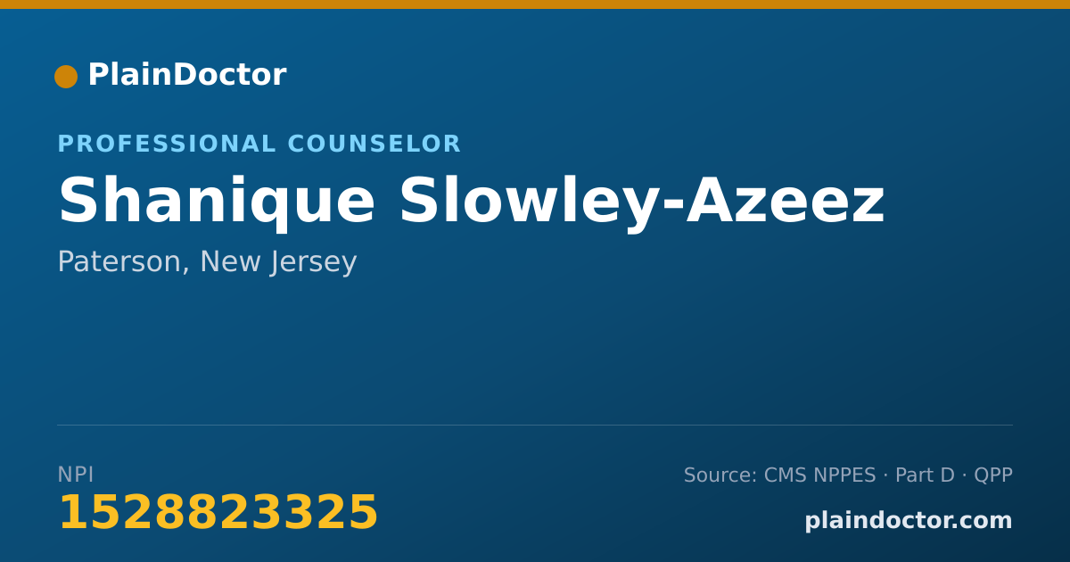 Shareable card for Shanique Slowley-Azeez - Professional Counselor, Paterson, NJ