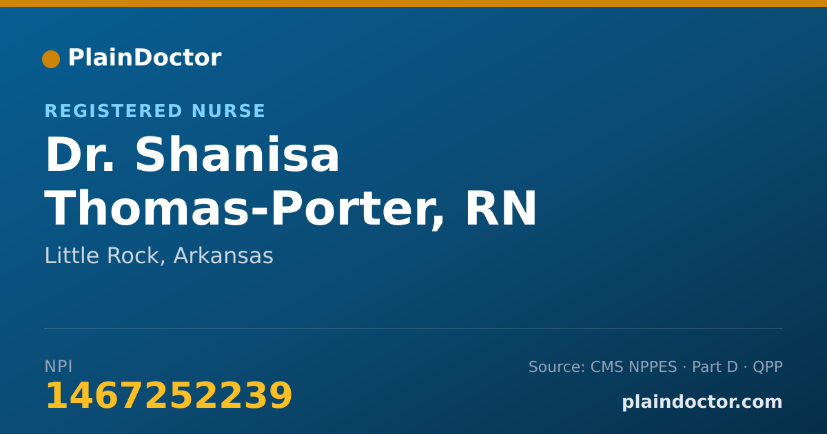 Shareable card for Shanisa Thomas-Porter, RN - Registered Nurse, Little Rock, AR