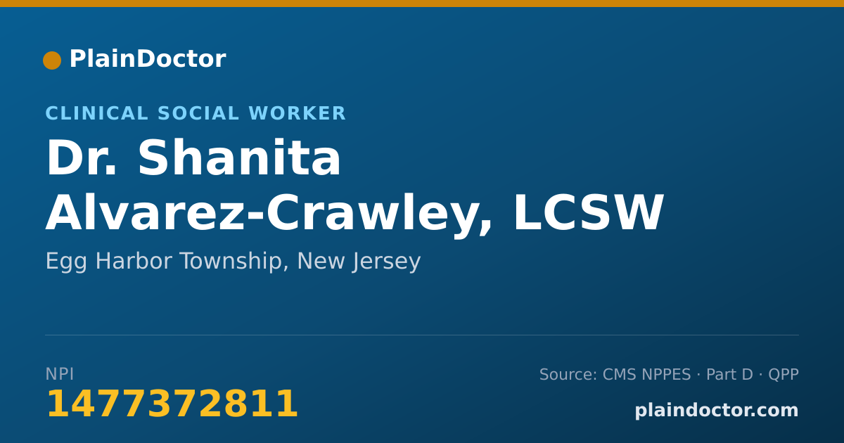 Shareable card for Shanita Alvarez-Crawley, LCSW - Clinical Social Worker, Egg Harbor Township, NJ