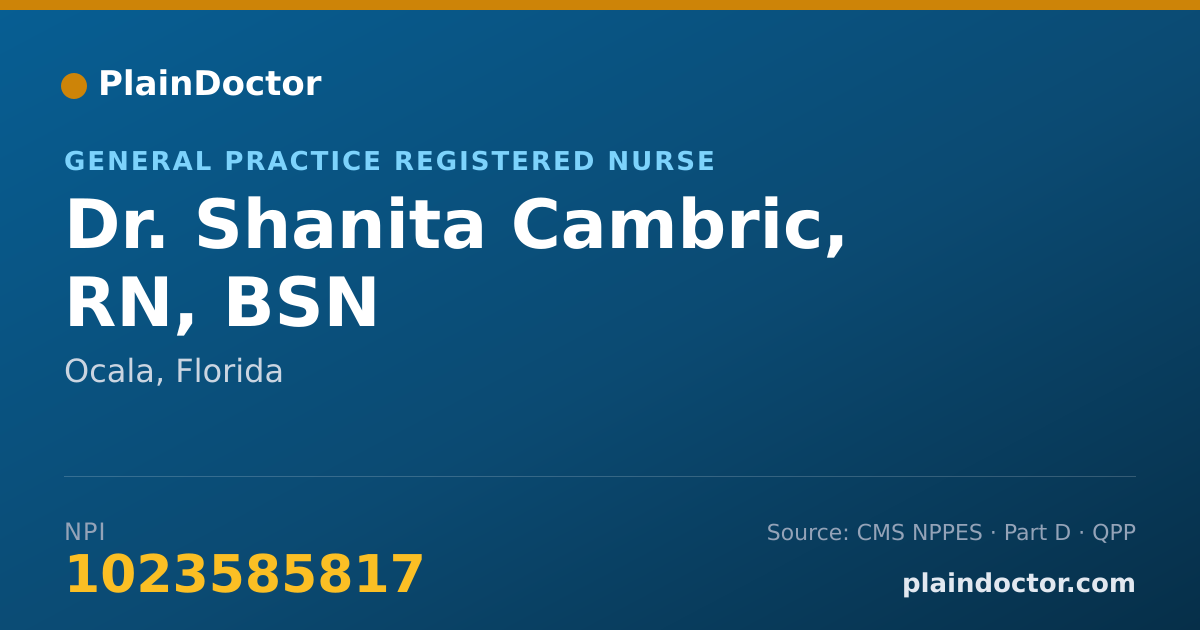 Shareable card for Shanita Cambric, RN, BSN - General Practice Registered Nurse, Ocala, FL