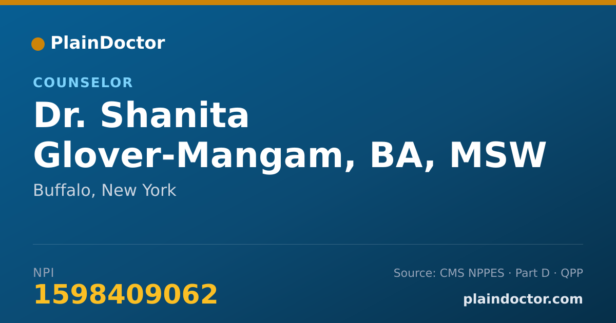 Shareable card for Shanita Glover-Mangam, BA, MSW - Counselor, Buffalo, NY