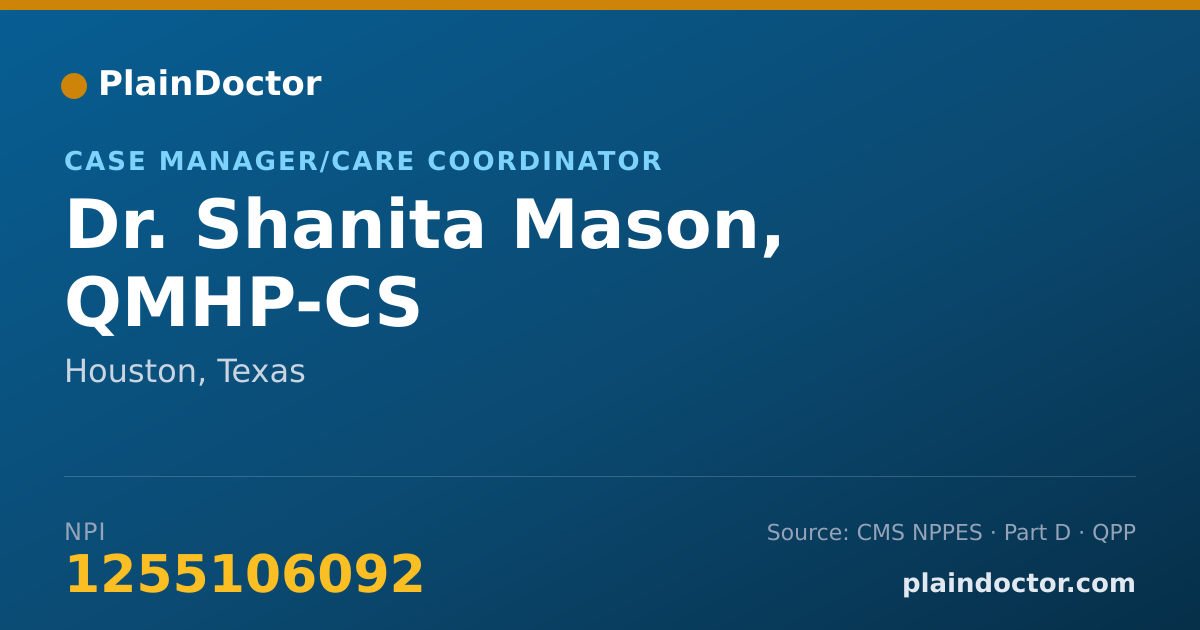 Shareable card for Shanita Mason, QMHP-CS - Case Manager/Care Coordinator, Houston, TX