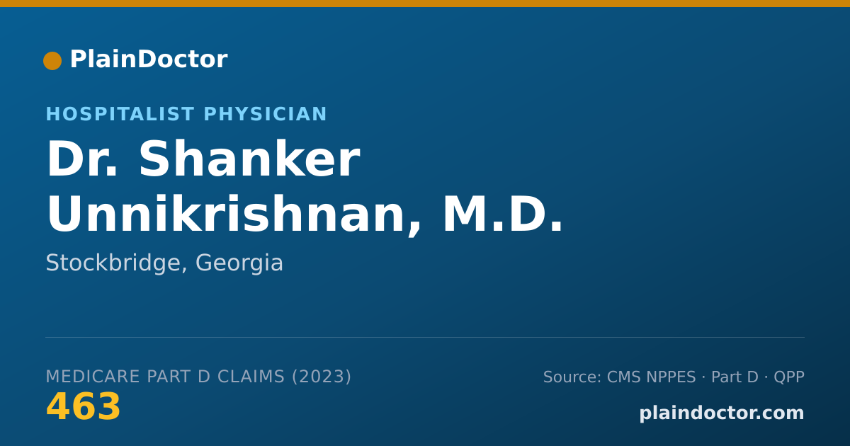 Shareable card for Shanker Unnikrishnan, M.D. - Hospitalist Physician, Stockbridge, GA