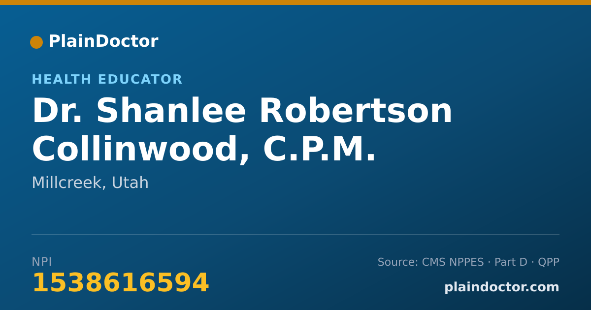 Shareable card for Shanlee Robertson Collinwood, C.P.M. - Health Educator, Millcreek, UT