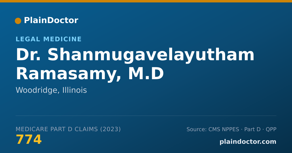 Shareable card for Shanmugavelayutham Ramasamy, M.D - Legal Medicine, Woodridge, IL