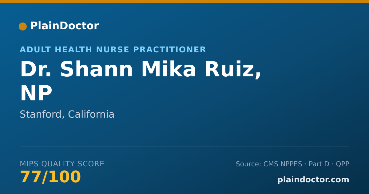 Shareable card for Shann Mika Ruiz, NP - Adult Health Nurse Practitioner, Stanford, CA