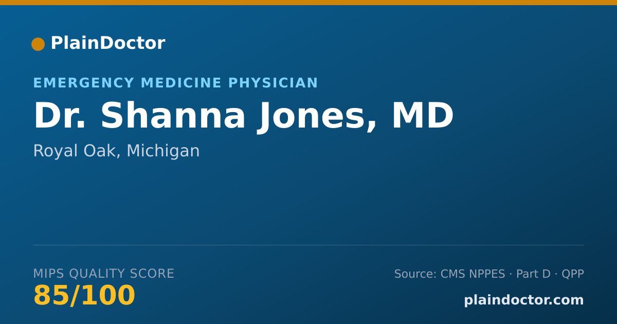 Shareable card for Shanna Jones, MD - Emergency Medicine Physician, Royal Oak, MI