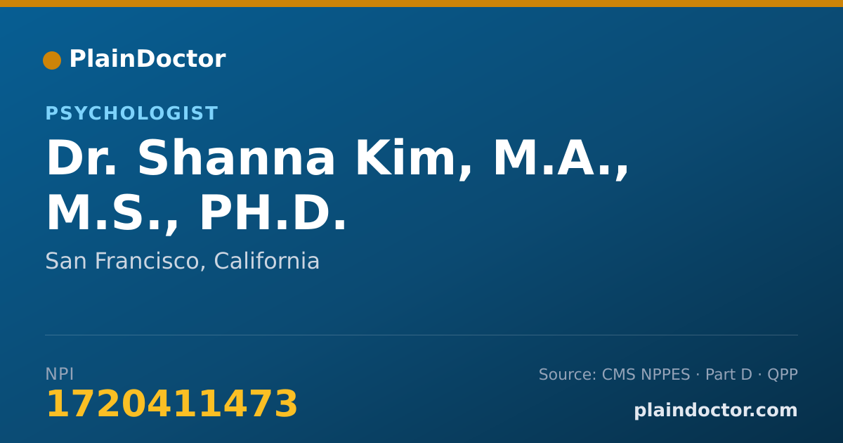 Shareable card for Shanna Kim, M.A., M.S., PH.D. - Psychologist, San Francisco, CA
