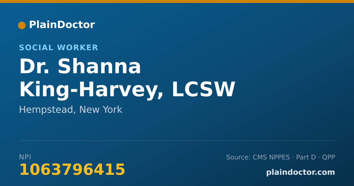 Shareable card for Shanna King-Harvey, LCSW - Social Worker, Hempstead, NY
