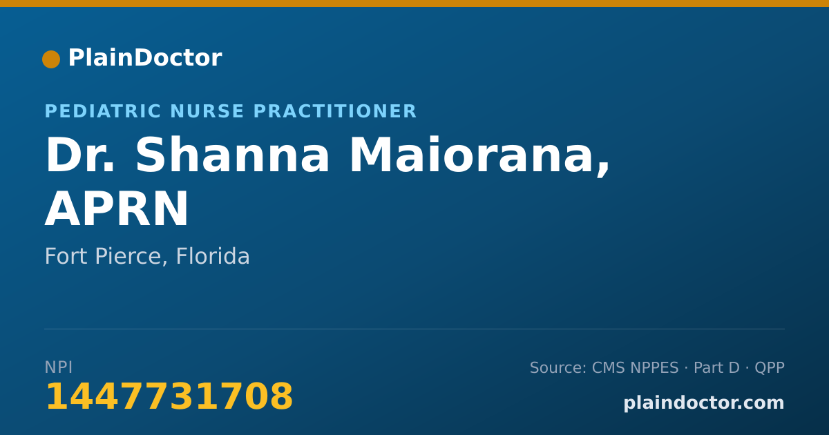 Shareable card for Shanna Maiorana, APRN - Pediatric Nurse Practitioner, Fort Pierce, FL