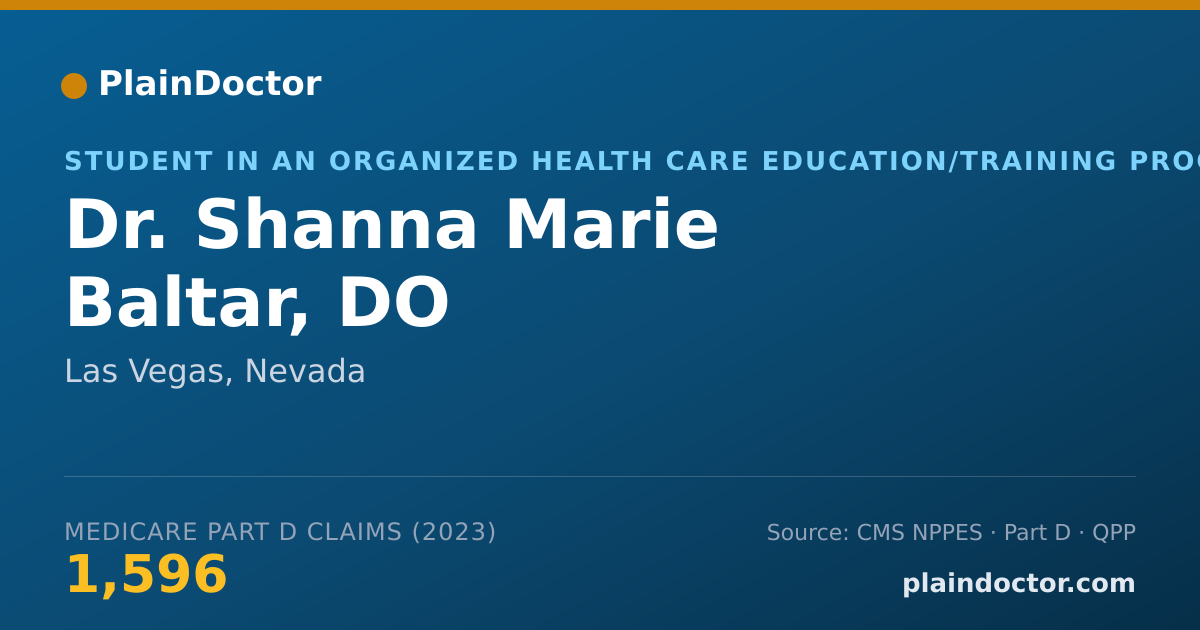 Shareable card for Shanna Marie Baltar, DO - Student in an Organized Health Care Education/Training Program, Las Vegas, NV