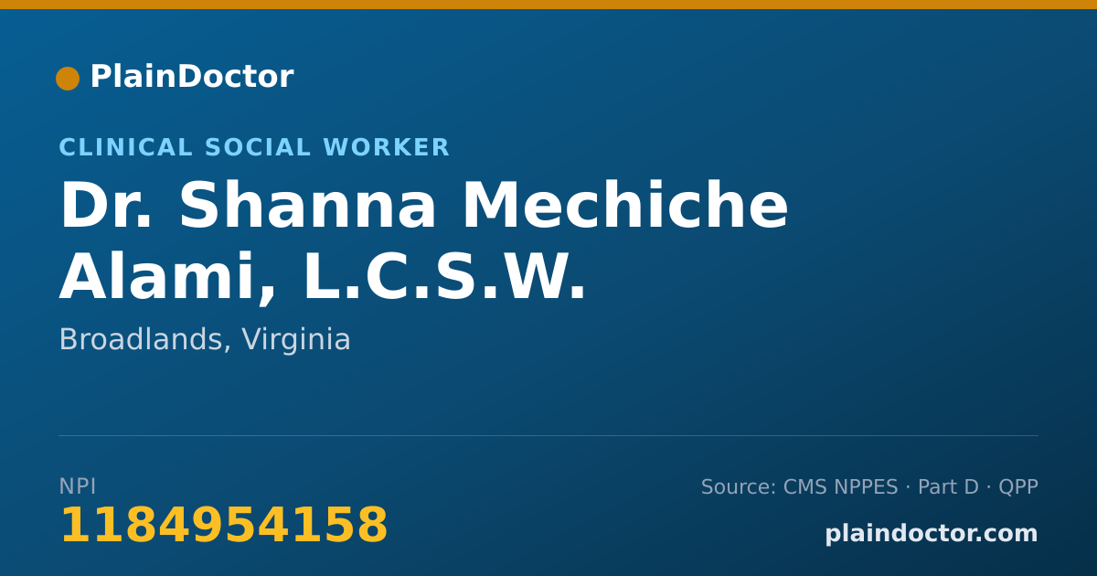 Shareable card for Shanna Mechiche Alami, L.C.S.W. - Clinical Social Worker, Broadlands, VA