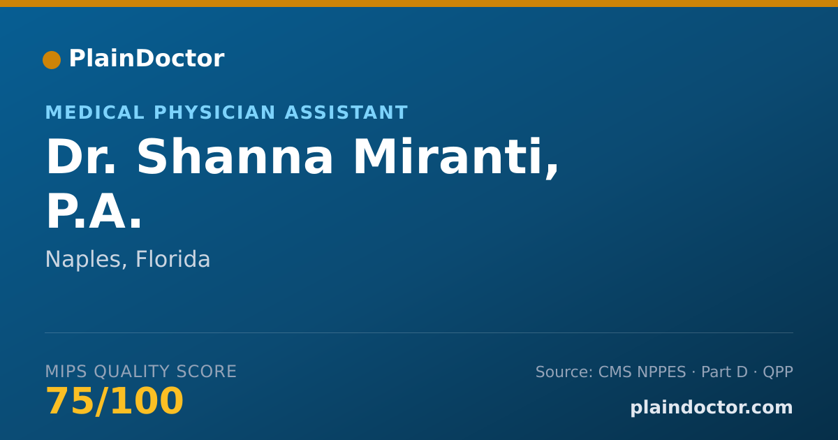 Shareable card for Shanna Miranti, P.A. - Medical Physician Assistant, Naples, FL
