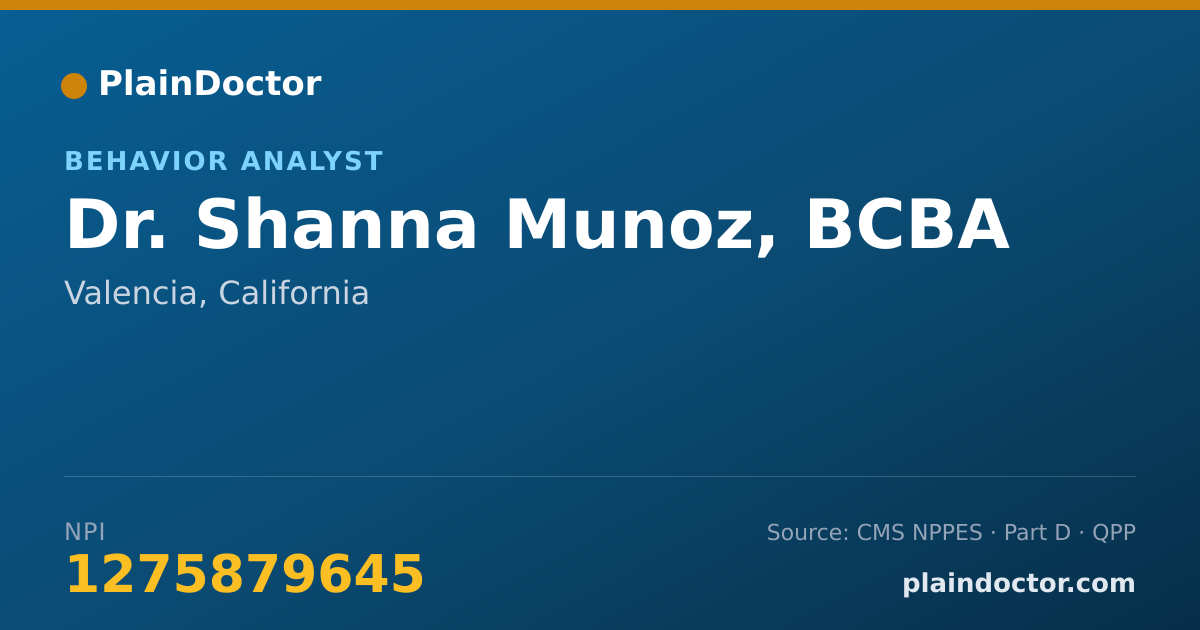 Shareable card for Shanna Munoz, BCBA - Behavior Analyst, Valencia, CA