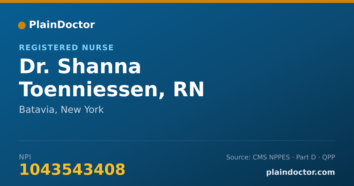 Shareable card for Shanna Toenniessen, RN - Registered Nurse, Batavia, NY