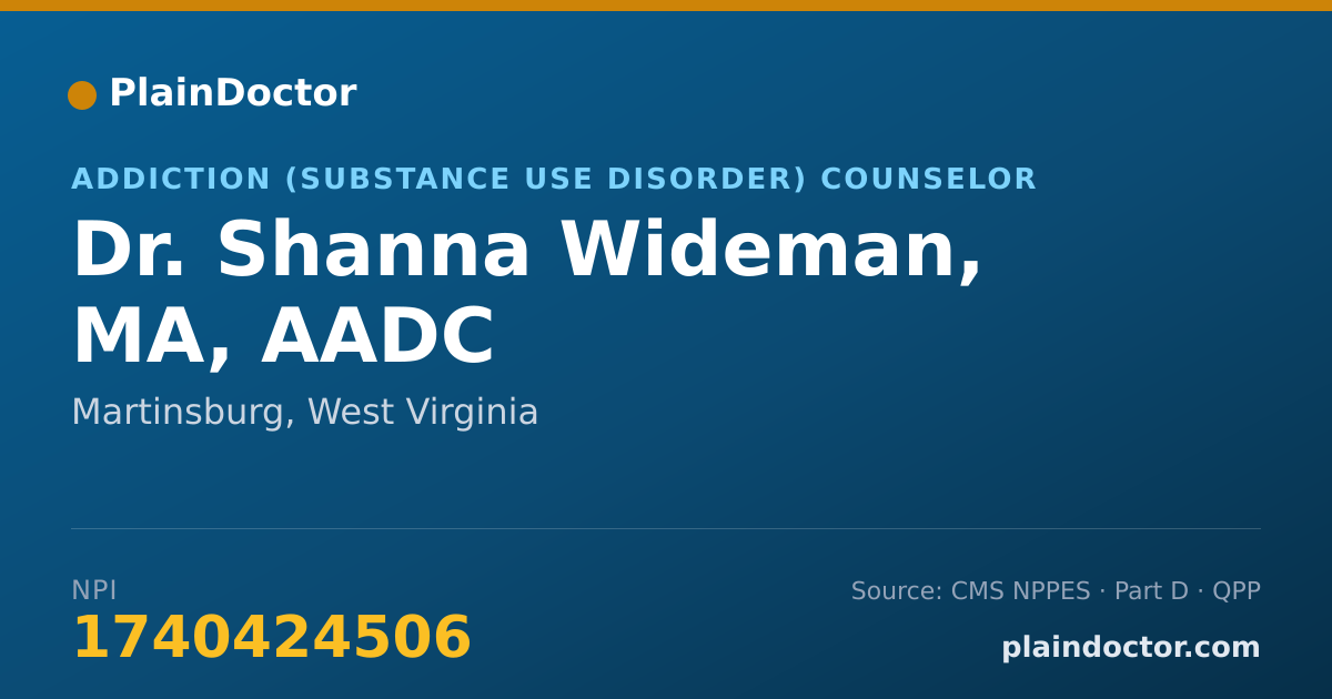 Shareable card for Shanna Wideman, MA, AADC - Addiction (Substance Use Disorder) Counselor, Martinsburg, WV