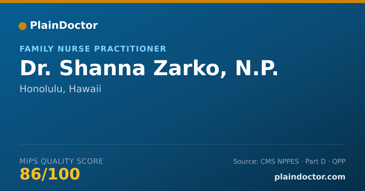 Shareable card for Shanna Zarko, N.P. - Family Nurse Practitioner, Honolulu, HI