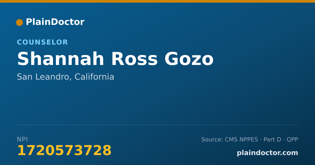Shareable card for Shannah Ross Gozo - Counselor, San Leandro, CA