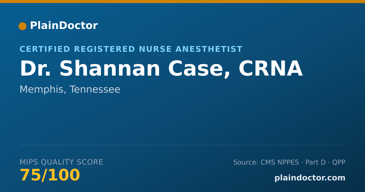 Shareable card for Shannan Case, CRNA - Certified Registered Nurse Anesthetist, Memphis, TN