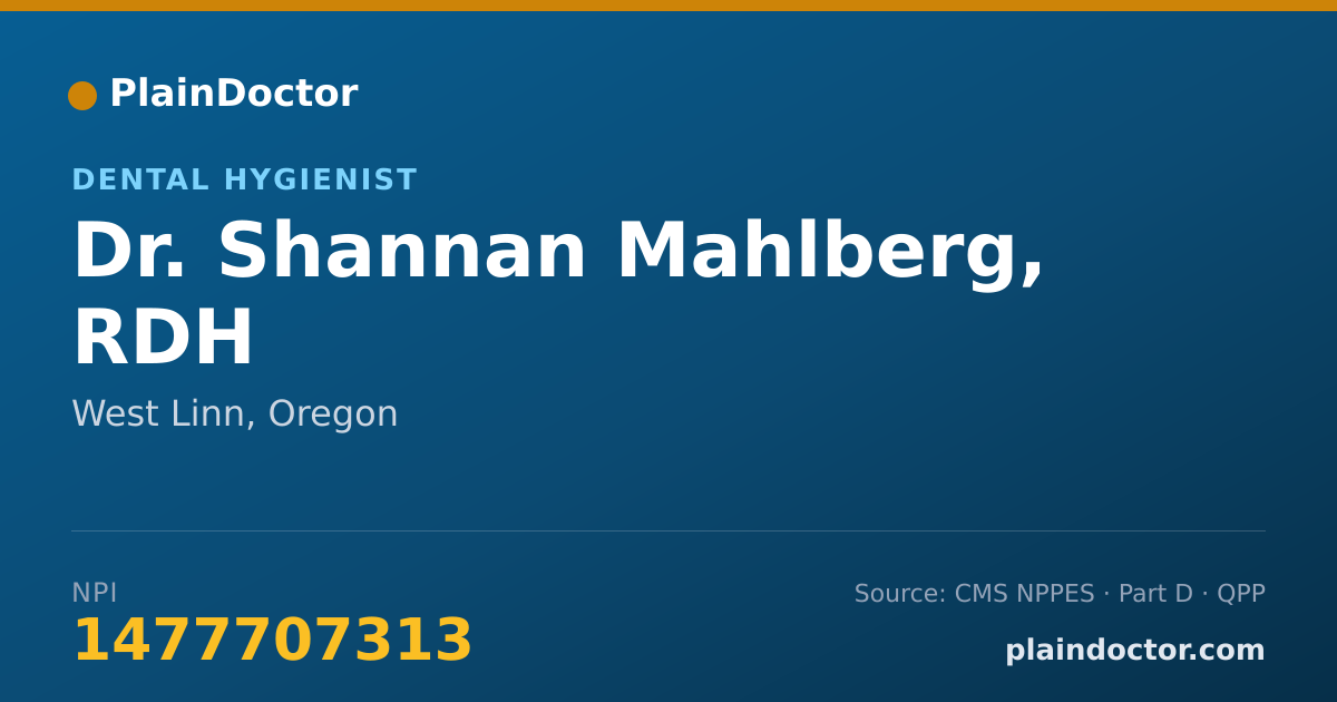 Shareable card for Shannan Mahlberg, RDH - Dental Hygienist, West Linn, OR