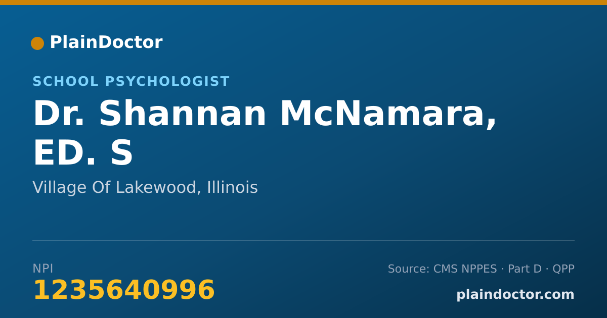 Shareable card for Shannan McNamara, ED. S - School Psychologist, Village Of Lakewood, IL