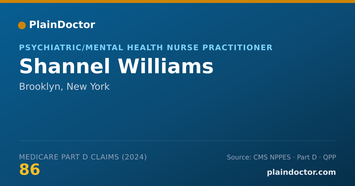 Shareable card for Shannel Williams - Psychiatric/Mental Health Nurse Practitioner, Brooklyn, NY
