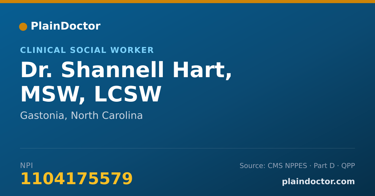 Shareable card for Shannell Hart, MSW, LCSW - Clinical Social Worker, Gastonia, NC