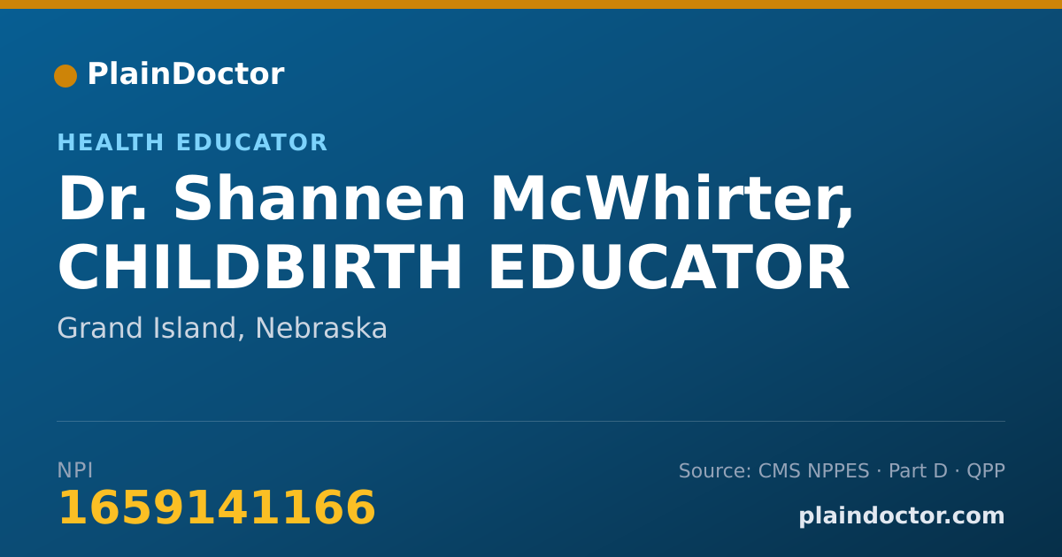 Shareable card for Shannen McWhirter, CHILDBIRTH EDUCATOR - Health Educator, Grand Island, NE