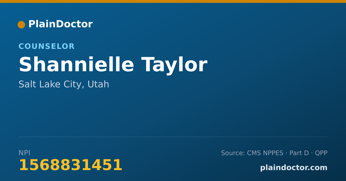 Shareable card for Shannielle Taylor - Counselor, Salt Lake City, UT