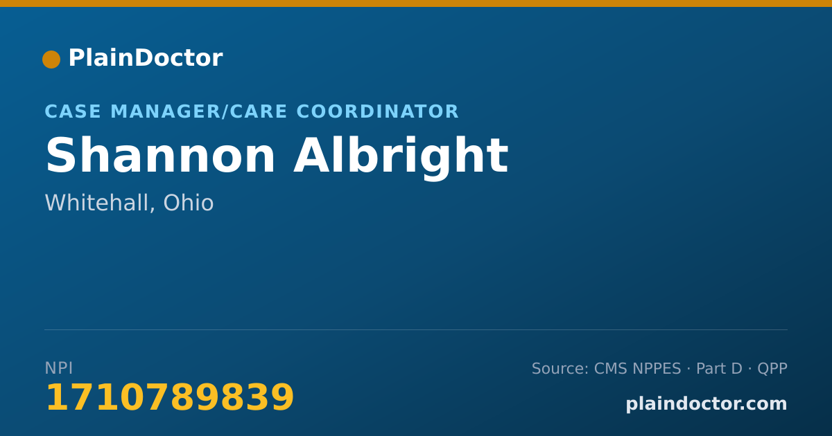 Shareable card for Shannon Albright - Case Manager/Care Coordinator, Whitehall, OH